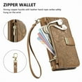 thumbnail image 5 of For Motorola Moto Edge 60 5G Wallet Case with Card,PU Leather Phone Case Flip Protective Cover Wrist Strap Zipper Credit Card Slots Magnetic Snap Protective Cover,Brown, 5 of 7