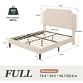 thumbnail image 4 of Amolife Full Bed Frame, Upholstered Platform Bed with Streamlined Adjustable Headboard, No Box Spring Required, Beige, Chenille Fabric, 4 of 12
