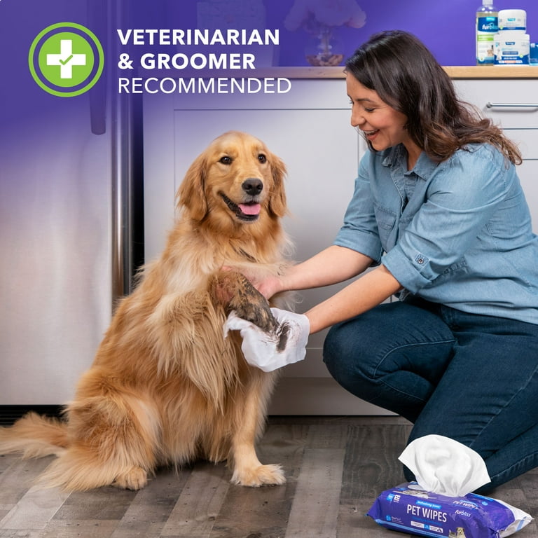 Vetnique Labs Furbliss Hygienic Pet Wipes for Dogs Cats Cleansing Grooming Deodorizing Hypoallergenic Wipes with All Natural Deodorizer