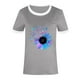 thumbnail image 3 of Gibobby Blusa de Trabajo de Manga Corta Blusa informal con cuello redondo para mujer, camiseta manga corta con estampado girasoles en color, camiseta vacac(Gris,M), 3 of 4