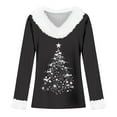 thumbnail image 4 of Arlun Christmas Sweaters for Women Trim V Neck Sweatshirts Fashion Christmas Tree Graphic Printed Tops Long Sleeve Loose Soft Comfort Xmas Holiday Pullovers Black XXXL, 4 of 4