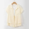 thumbnail image 5 of Women 2 Piece Outfits Long Sleeve Button Down Blouse And Shorts Shirts Sets White L, 5 of 7