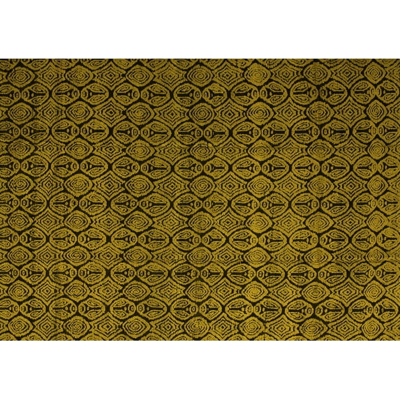 Ahgly Company Machine Washable Indoor Rectangle Abstract Yellow Modern Area Rugs, 2' x 5'