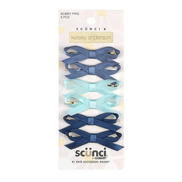 Scunci x Kelsey Anderson Satin Bow Bobby Pins, Multicolor, 6 count