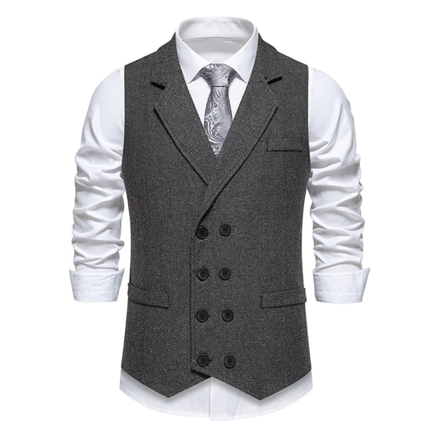 Camisa de Botón para Hombre, Cuello Retro Sólido Turndown Tanque sin Mangas con Bolsillos, Blusa de Moda Casual
