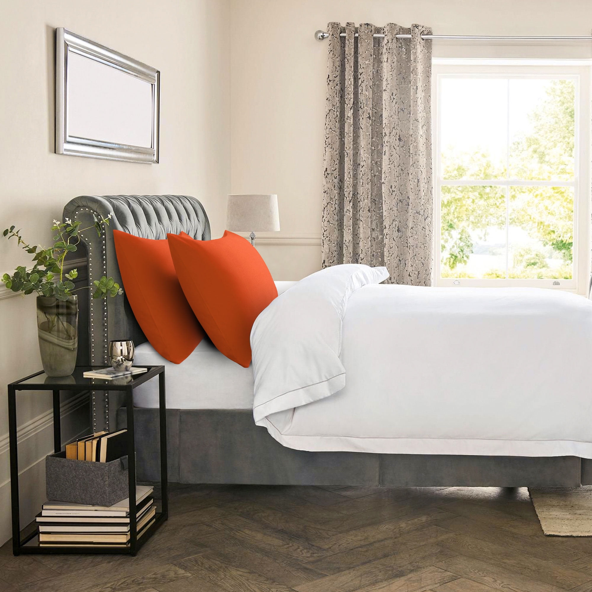 Unique Bargains 6 Piece Breathable Egyptian Cotton Pillow Case Cover Orange Queen