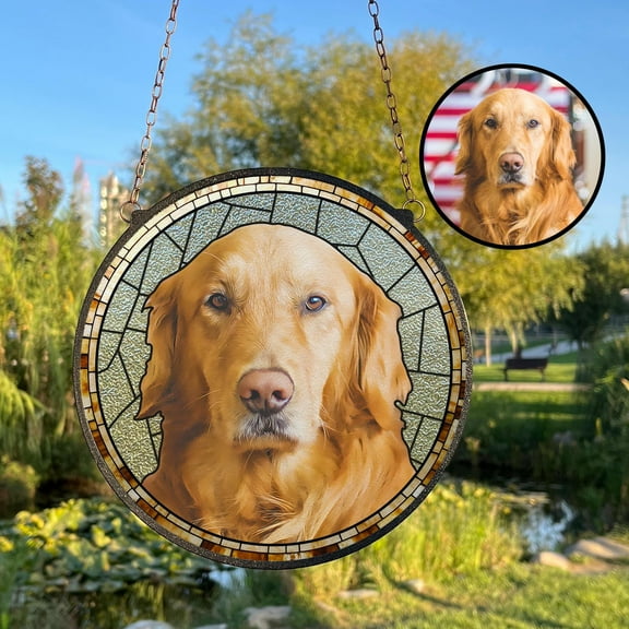 Custom Pet Portrait Glass Suncatcher, Personalized Dog Cat Memorial, Stained Glass Window Decor, Pet Lover Gift, Pet Portrait from Photo