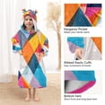thumbnail image 3 of FORMRS Wearable Blanket Hoodie with Sleeves for Kids Cozy Flannel Sweatshirt, Colorful Triangles, 3 of 7
