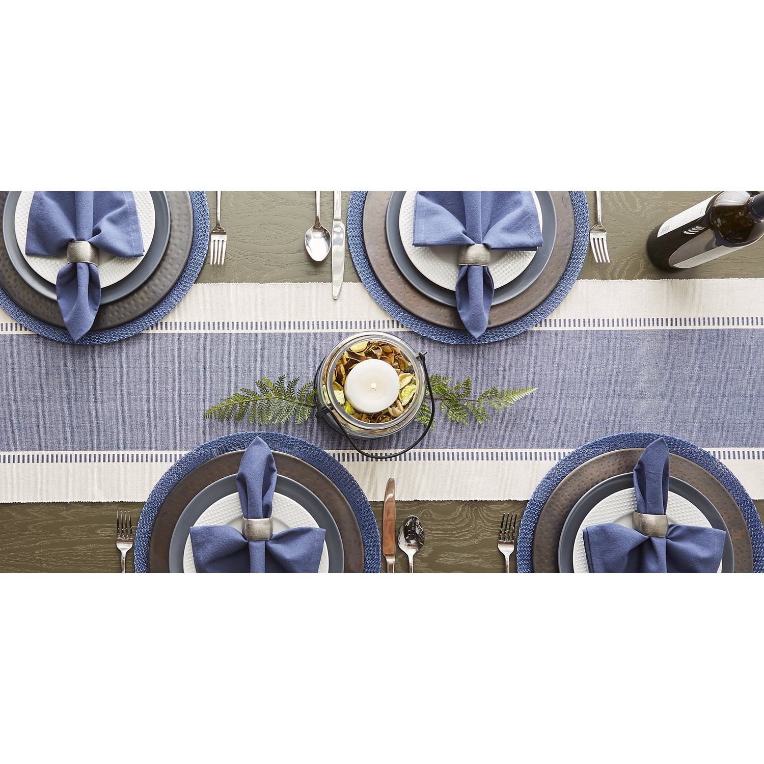 French Blue Floral Woven Round Placemat Set/6