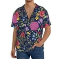 thumbnail image 3 of Fotbe Floral print Short Sleeve Button Down Shirts for Men Casual Summer Beach Wrinkle Free Shirt-3X-Large, 3 of 7