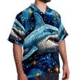 thumbnail image 2 of Starry Shark Men's Casual Printed Button Down Short Sleeve Beach Shirts, 2 of 6