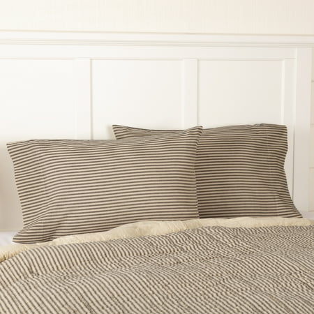 Dark Creme Charcoal White Farmhouse Bedding Miller Farm Ticking