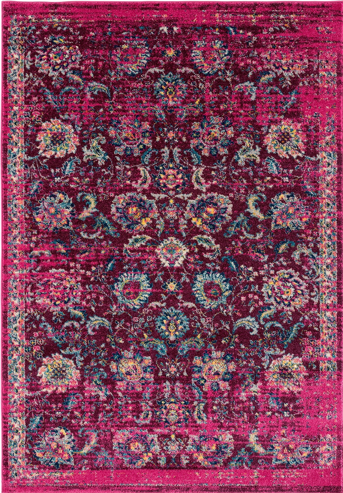 United Weavers Caledonia Mirna Farmhouse Border Runner Rug, Magenta, 2'7" x 7'2"