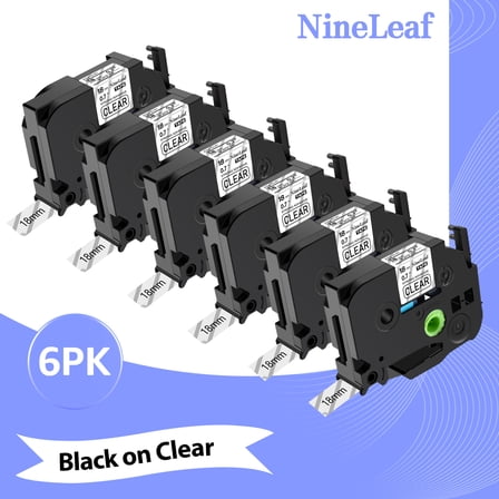 NineLeaf 6 Pack Compatible for Brother P-Touch Black on Clear TZe TZ Label Maker Tape TZe-S141 TZ-S141 18mm 0.7 in Extra Strength Laminated Label Tape