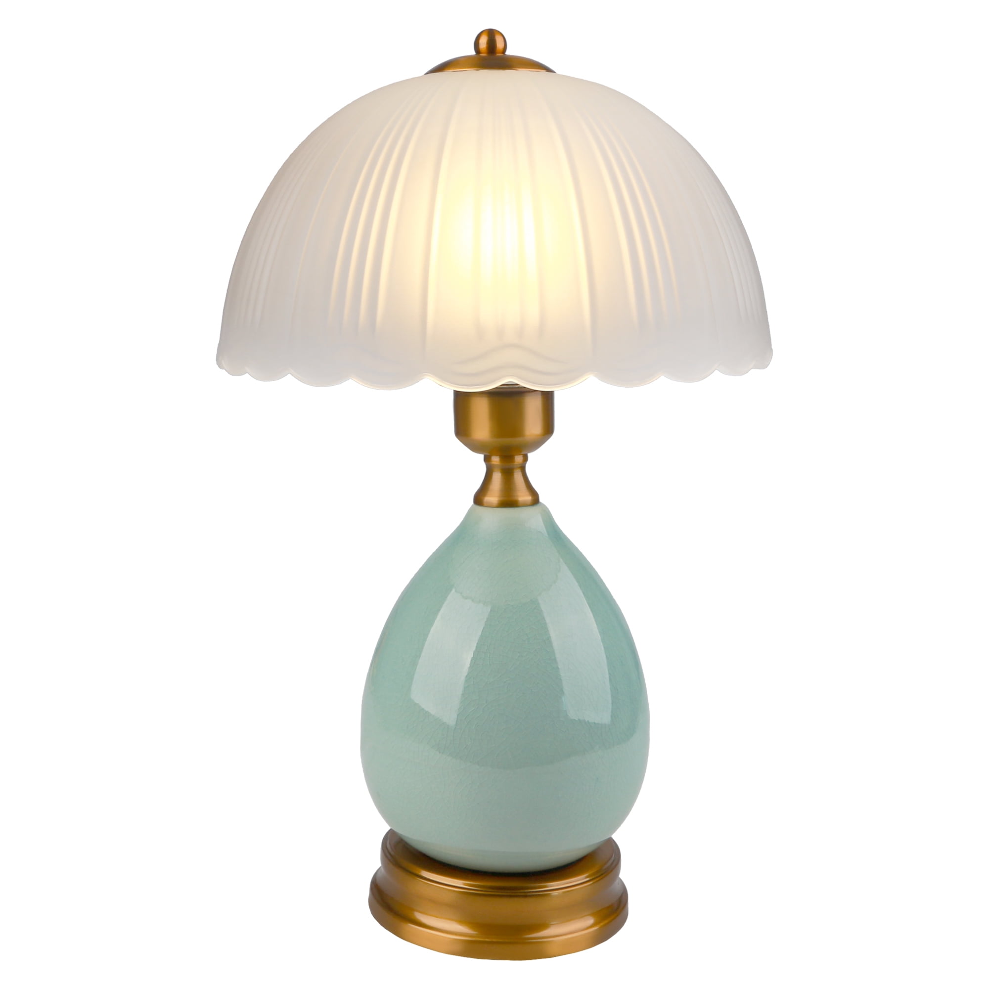 Vintage Lamp for Living Room,16" Modern Ceramic Table Lamps for Bedroom,Retro Bedside Nightstand Traditional Lamps, Classic Chinoiserie Green Lamp for Home Decor