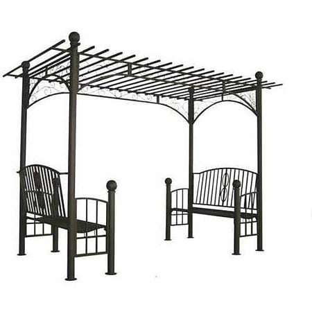 Dc America Toscana Double Bench Arbor With Pergola Style Top