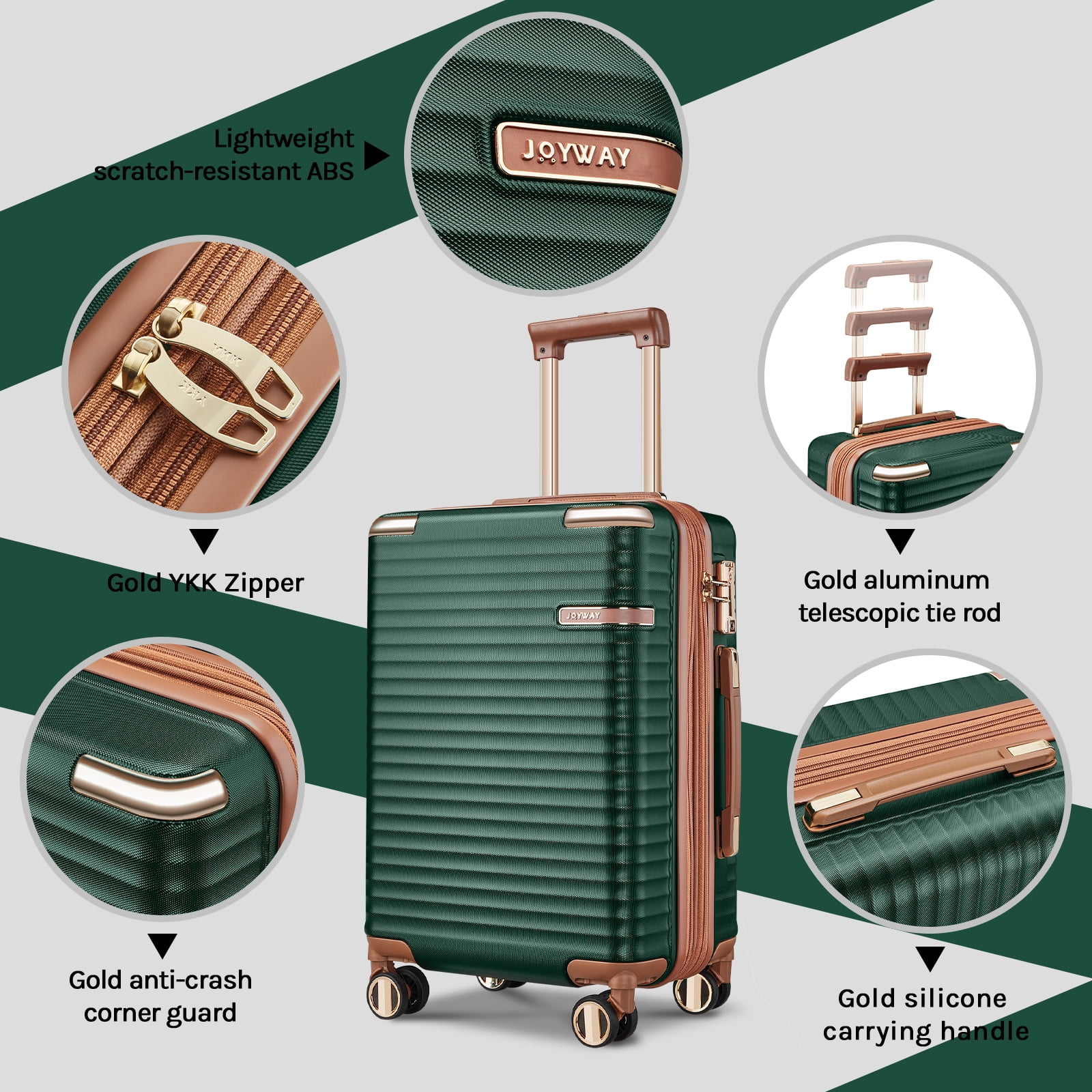 Joyway 3-Piece Carry-On Luggage Set with Swivel TSA Lock and Joyway 3-Piece Carry-On Luggage Set with Swivel TSA Lock and