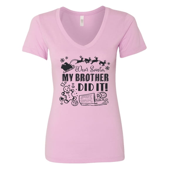Inktastic Dear Santa, My Brother Did It Funny Christmas Women's V-Neck T-Shirt