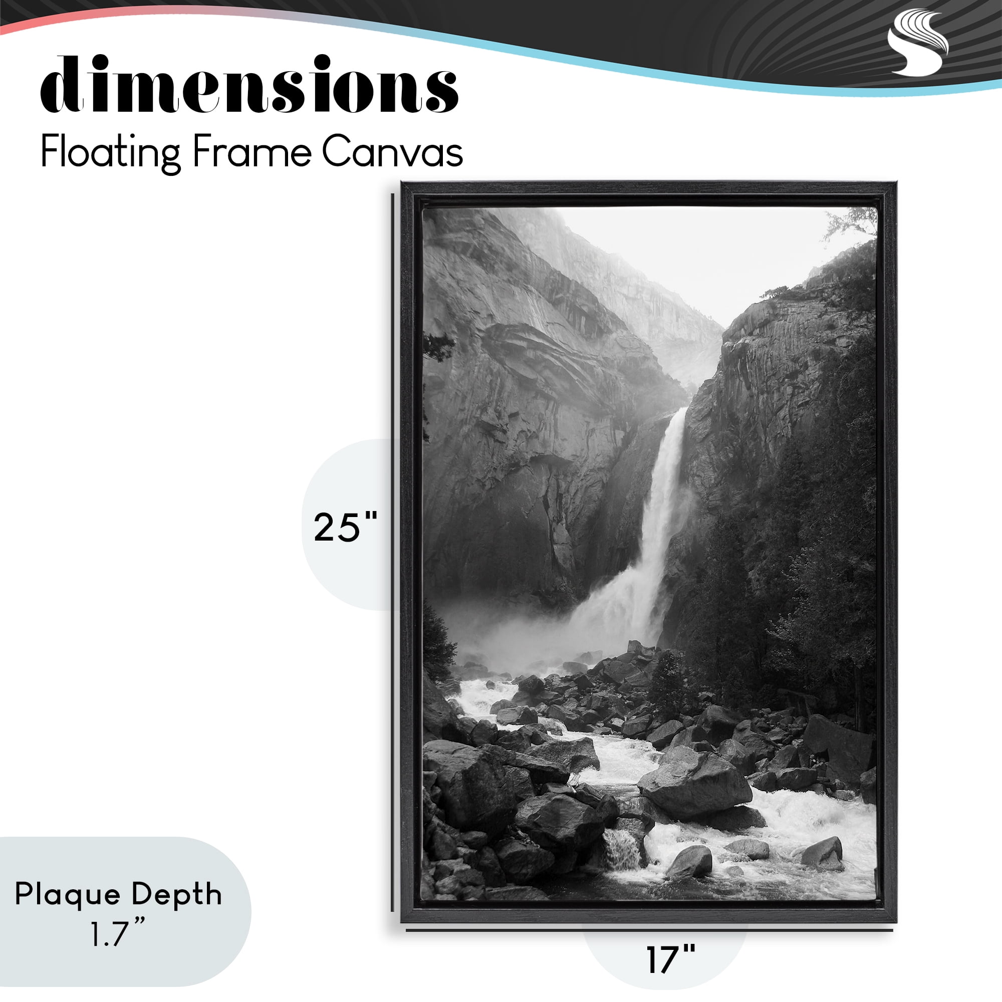 Stupell Industries Rocky Yosemite Falls Black Framed Floater Canvas Wall Art, design by Kim Curinga