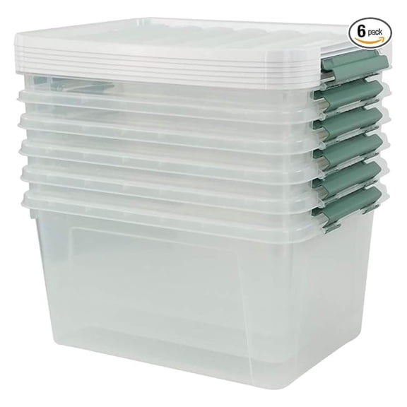 6 Pcs Large Clear Storage Box, 35 Qt Plastic Bins with Lids for Versatile Storage