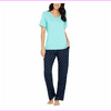 Splendid Women 2-Piece V-neck Top Pajama Lounge Set XL/Turquoise Dot