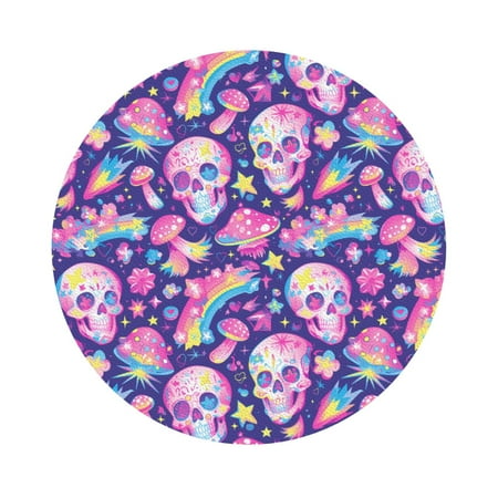 

Matuu Skull rainbow mushroom colorful for Cup Coasters Set of 6 Leather Coasters Desk Coasters for Office Measures 4” x 4” Round Shape