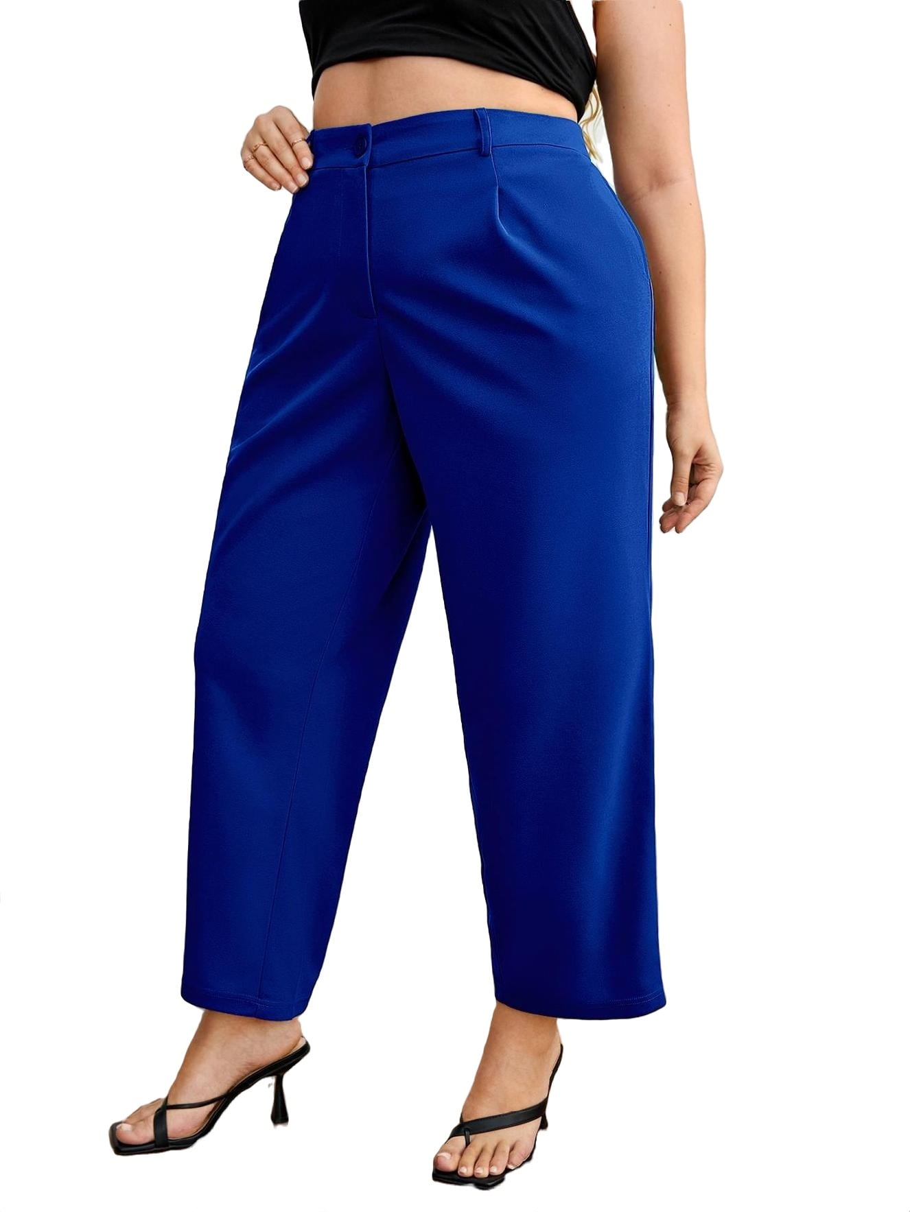 Elegant Solid Skinny Royal Blue Plus Size Pants (Women's)