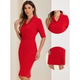 thumbnail image 2 of DARING DIVA Shawl Collar Half Sleeve Sheath Dress L Red, 2 of 6