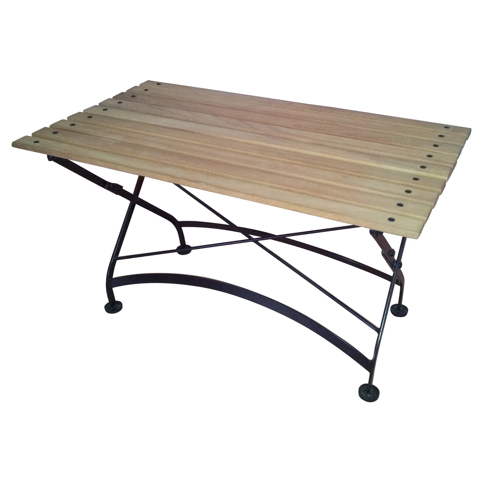 Furniture Designhouse French Veranda European Cafe Rectangle Folding Coffee Table Bench With Chestnut Wood Slats