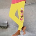 thumbnail image 2 of Feancey Lightning Sales of Today Women's Workout Leggings Long Casual Heart Print High Waist Yoga Pants Valentines Day Stretchy Tummy Control Tights Ladies Holiday Gifts Yellow S, 2 of 7