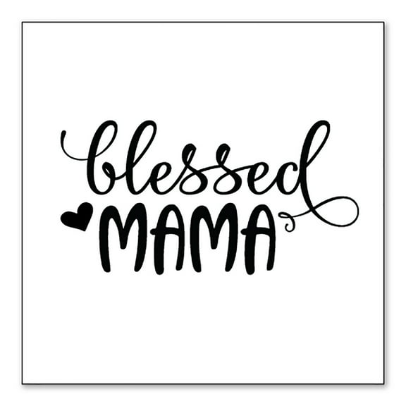 DistinctInk Custom Bumper Sticker - 3" x 3" Decorative Decal - White Background - Blessed Mama - Heart