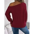 thumbnail image 4 of Crochet Tops for Women Off the Shoulder Sweaters Summer Long Sleeve Hollow Out Knit Beach Clothes, 4 of 9