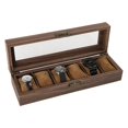 thumbnail image 2 of Luxury Wooden Watch Box Men bracelet pillow compartments Jewelry Rings Case Organizer Glass Top 6 Grid, 2 of 8