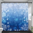 thumbnail image 5 of Blue Snowflake Snow Bathroom Shower Curtain 71W by 71H Inch Winter Christmas Xmas Holiday New Year Ombre Polyester Fabric 12 Plastic Hooks Waterproof Decor, 5 of 6