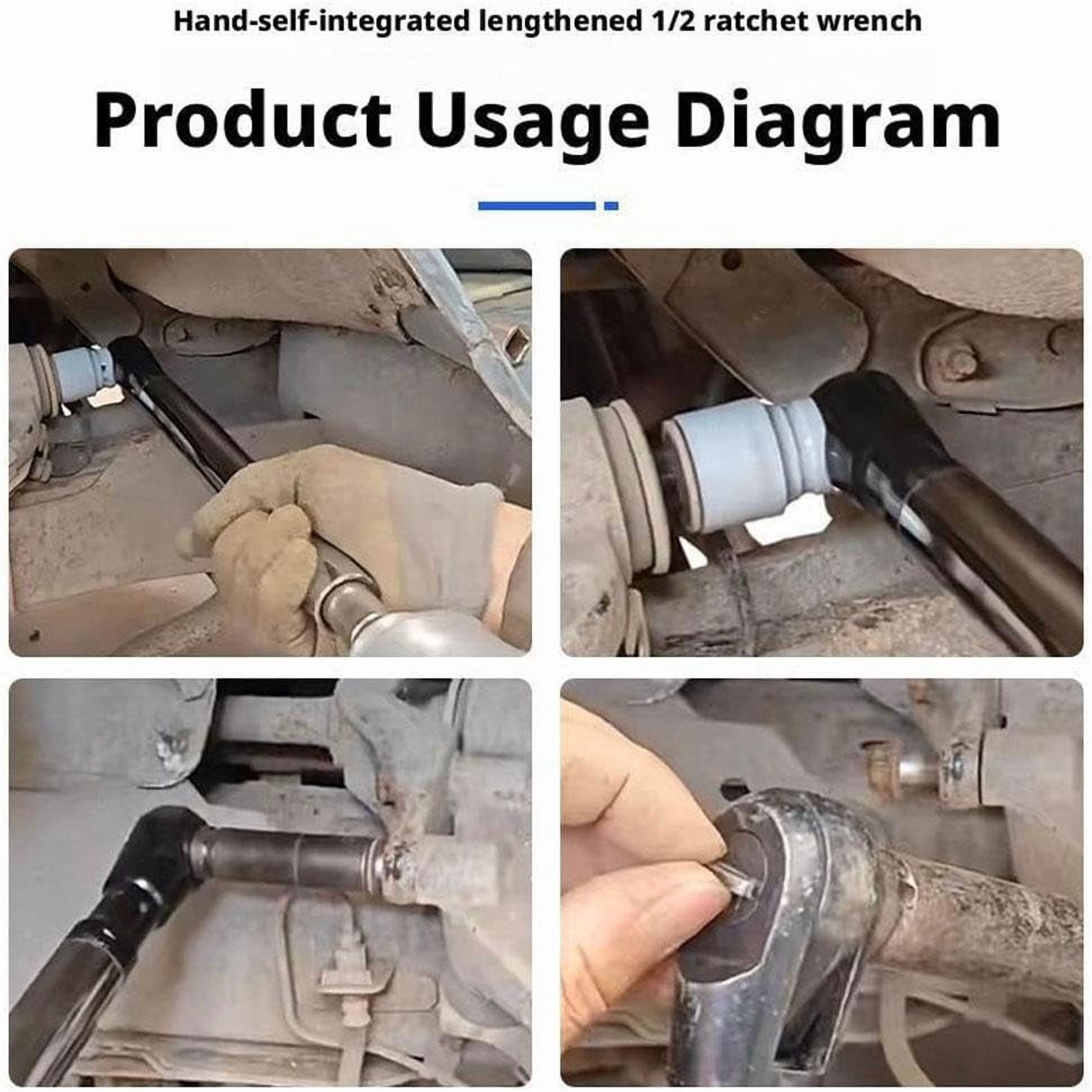 1/2 inch drive, 15.4-inch eccentric sleeve extension rod, suitable for impact wrenches, ultra-thin tools, suitable for narrow engine compartments and hard-to-reach areas, (heavy-duty)