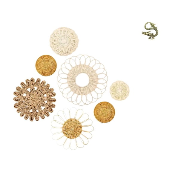 Wall Hanging Decor Handicraft Rattan Ornament Brass Sculpture Unique Round Shape for Home Cafe