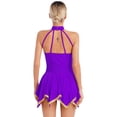 thumbnail image 2 of Kaerm Robe de Danse Lyrique pour Femmes, Col Licou, Sans Manches, Robes de Patinage Artistique, Violet G, 2 of 7