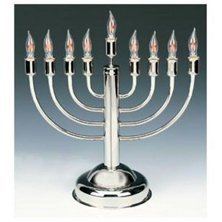 Silverplated Electric menorah with flickering bulbs