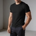 thumbnail image 4 of Pounoo T Shirts for Men Crew Neck Short Sleeve Solid Mesh Fabric Mens Shirts Regular Fit Outdoor Sport Quick Dry Mens Tops, 4 of 9