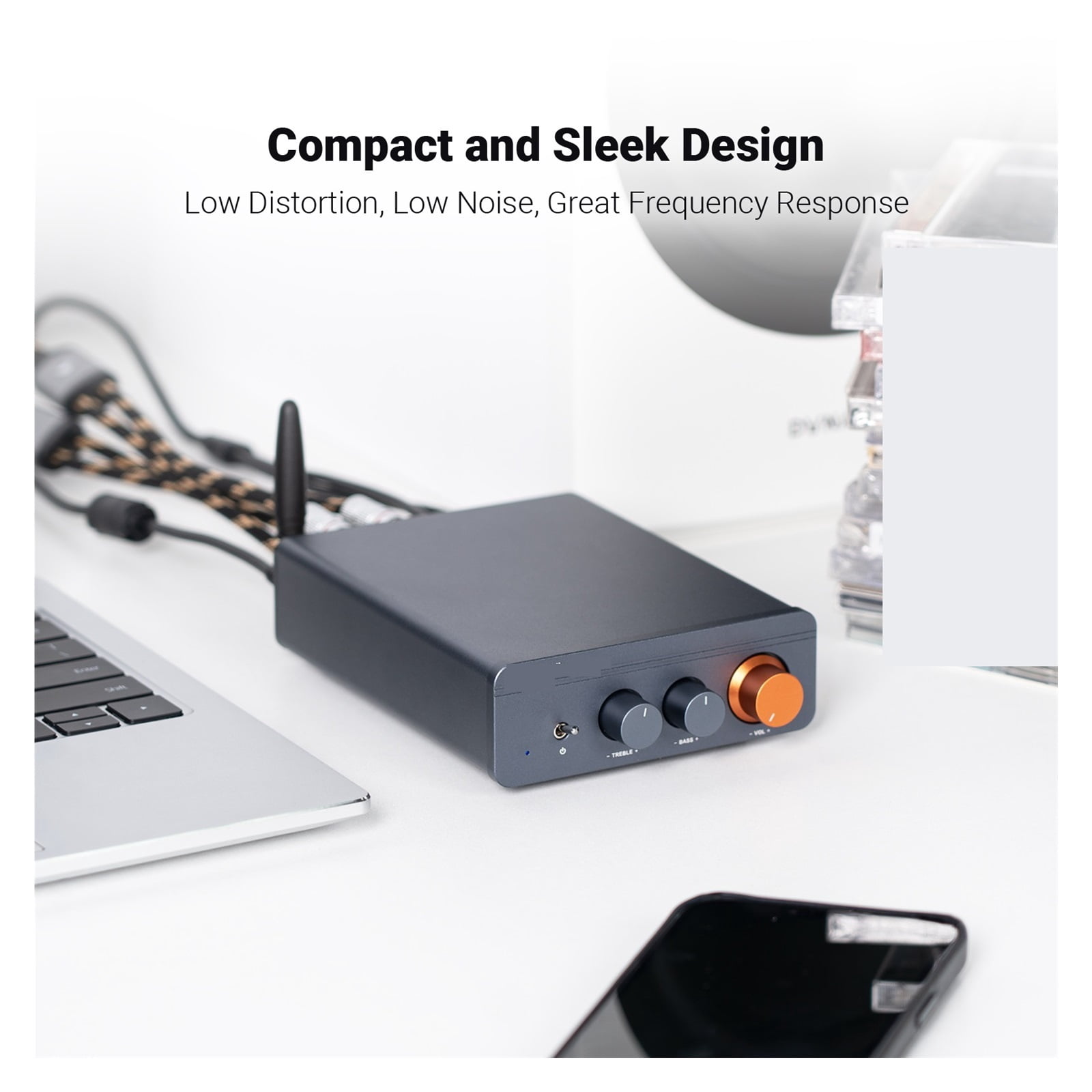 Bluetooth Sound Power Amplifier 300W x2 Mini HiFi Stereo Class D Amp Bass Treble for Home Theater ,Bass & Treble Control