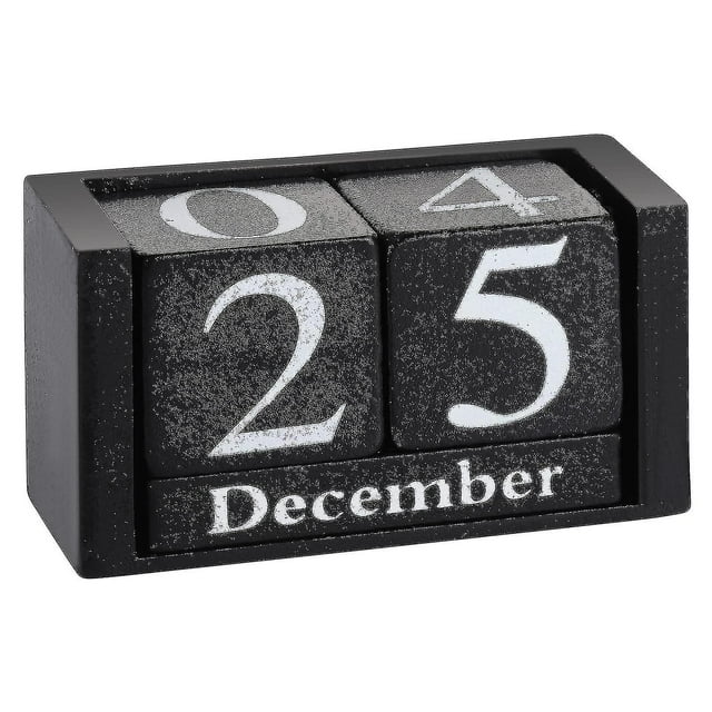 Calendario de madera Vintage más nuevo, calendario perpetuo con bloque de fecha de madera para escritorio, cubos de madera rústicos concepto de tiempo