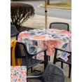 thumbnail image 5 of Outdoor Tablecloth with Umbrella Hole for Patio/Picnic/Party/Camping, Botanical Pink Blue Waterproof Table Cloth Square Cover Washable, Farmhouse Country Watercolor Flower Leaf (54"x 54"), 5 of 9