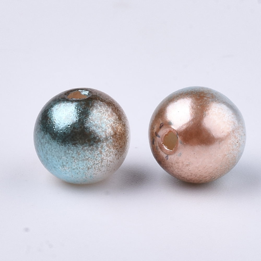 Rainbow Plastic Imitation Pearl Beads Gradient Pearl Beads Round Camel 5.5~6x5~5.5mm Hole: 1.5mm 5000pcs/500g