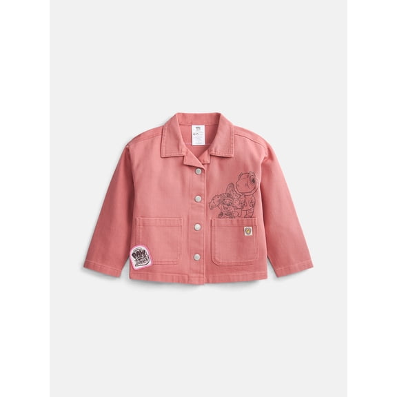 Paw Patrol Movie Toddler Girls' Front Back Graphic Shacket with Long Sleeves, Sizes 12M-5T