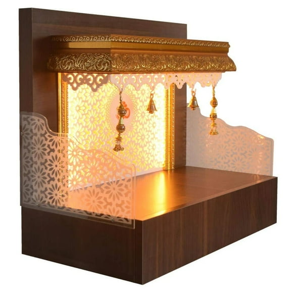 Wooden Mandir for Home/Temple Home/Pooja Mandir Ghar Home Decoration with Lights
