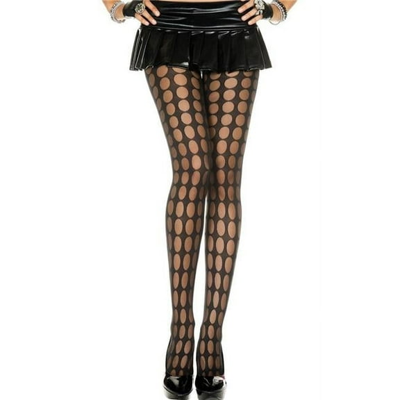 Music Legs Women's Women's Oval Spandex Pantyhose; Black 7221-BLACK