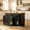 Black, variant on Frmobepts 55.1" Drop Leaf Kitchen Island with Power Outlet, Large Breakfast Bar with Foldable Countertop, Storage Drawers, Trash Cabinet,Mobile Kitchen Counter on 4-Wheel Casters, Black