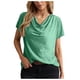 thumbnail image 1 of Camiseta de manga corta holgada informal lisa con cuello en V y cuello en V de verano para mujer OAVQHLG3B Store lin121212, 1 of 5
