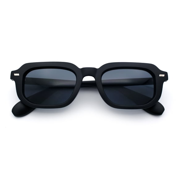 Vintage Vibe Narrow Rectangle Hipster Hustler Fashion Sunglasses Matte Black - Black