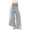 thumbnail image 2 of VV AVEORS Womens Wide Leg Striped Boho Palazzo Pants With Lace Panel Summer Loose Elastic Waist Beach Vacation Lounge Comfy Sweatpants Blue XL, 2 of 7